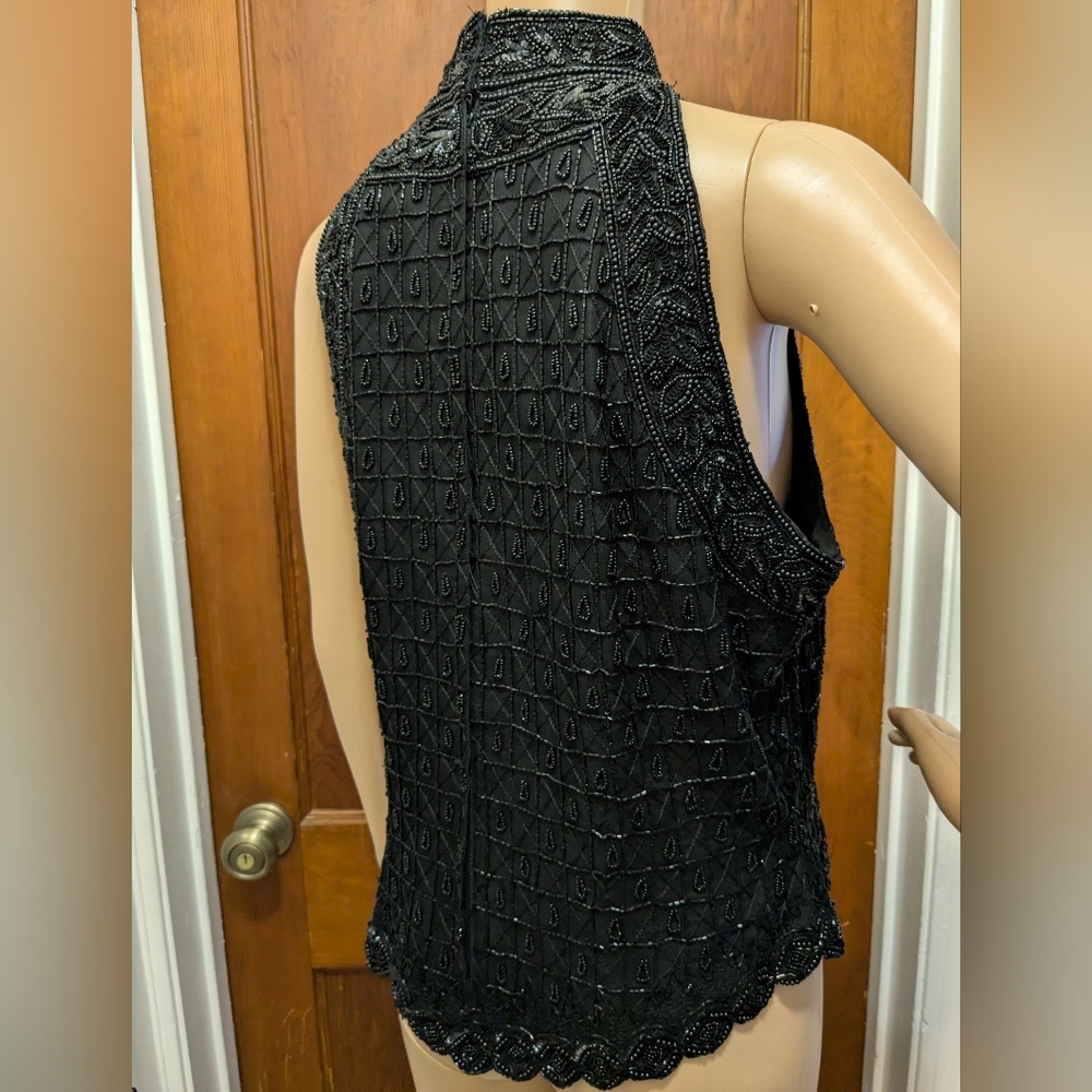 Black Beaded Tank by Papell Boutique Evening Large - Picture 6 of 15